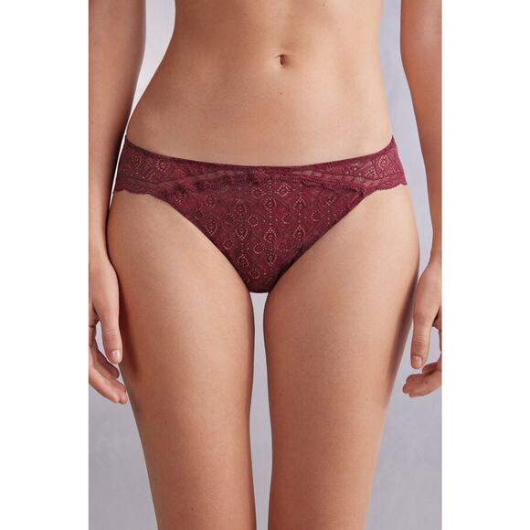 NWT Intimissimi Women's Low-Rise Lace Briefs Stretch Lace Folk Red Size Large - Picture 1 of 11